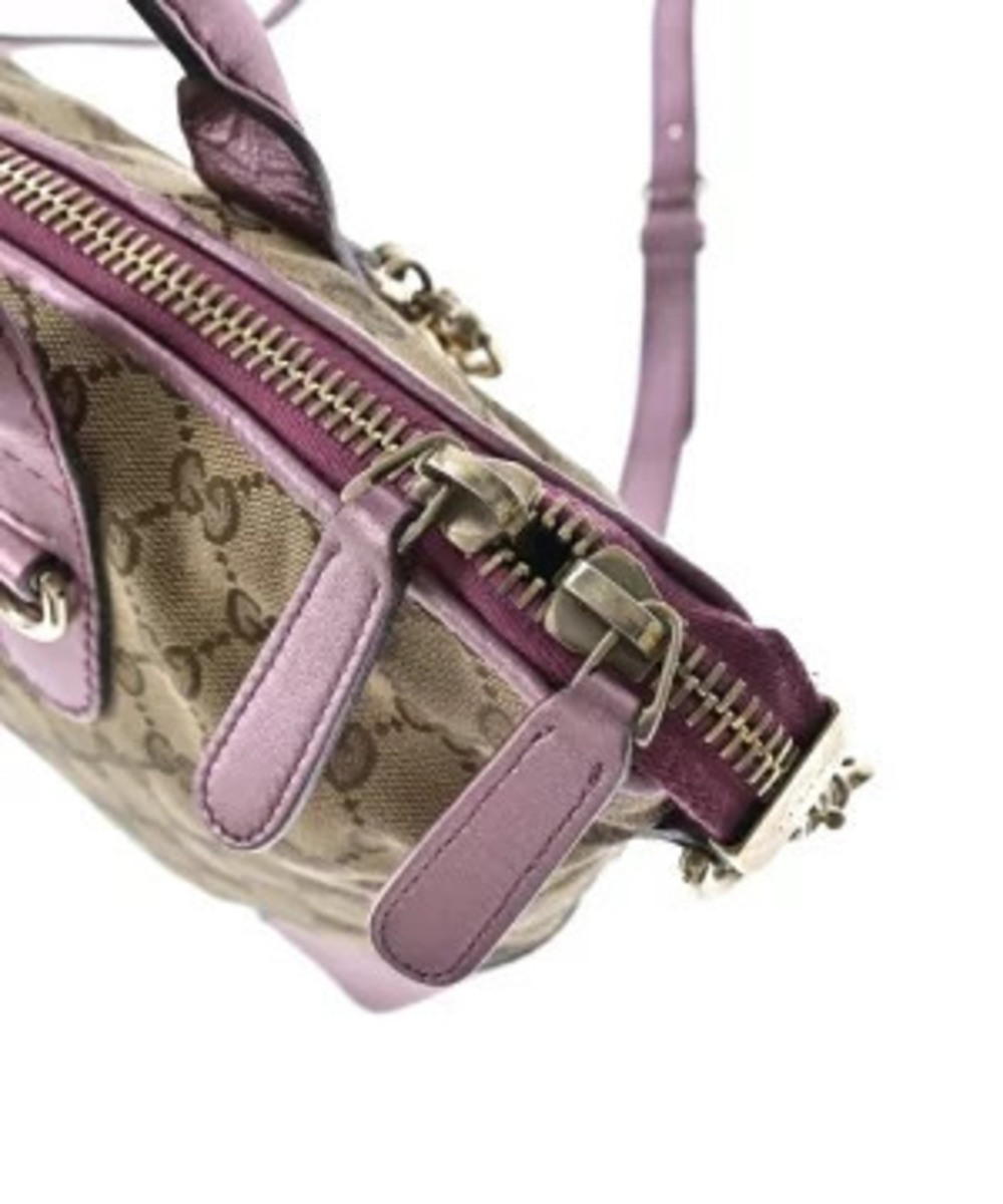 Gucci GG Canvas Heart Bit satchel beige monogram metallic pink leather - Picture 8 of 10